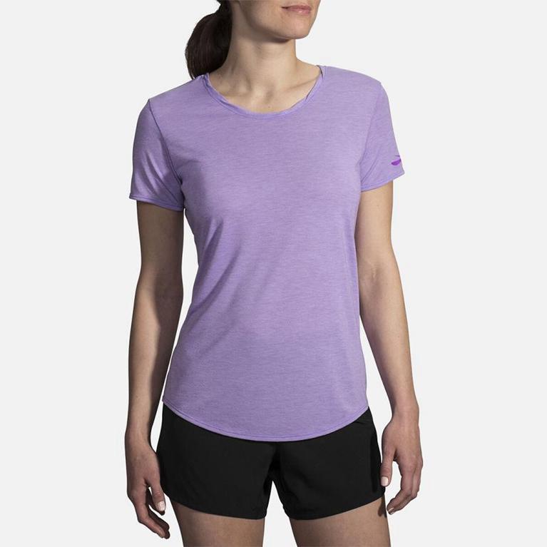 Brooks Distance Women's Short Sleeve Running Shirt - Purple (94178-JWVO)